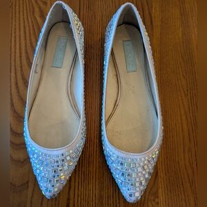 Betsey Johnson Silver Flats with Shimmering Details